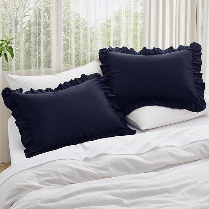 KKJIAF Ruffle Pillow Cases King Size Set of 2, Ruffled Pillow Covers - Image 2