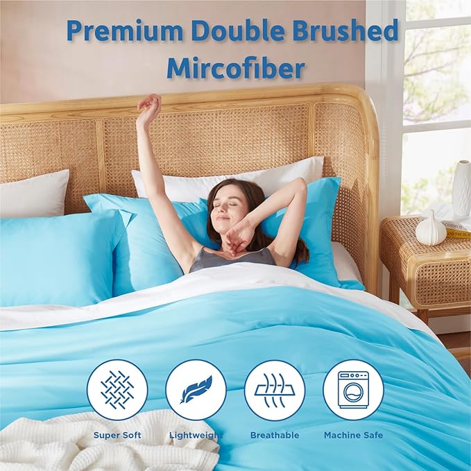 Nestl Bright Blue Duvet Cover Queen Size - Image 6