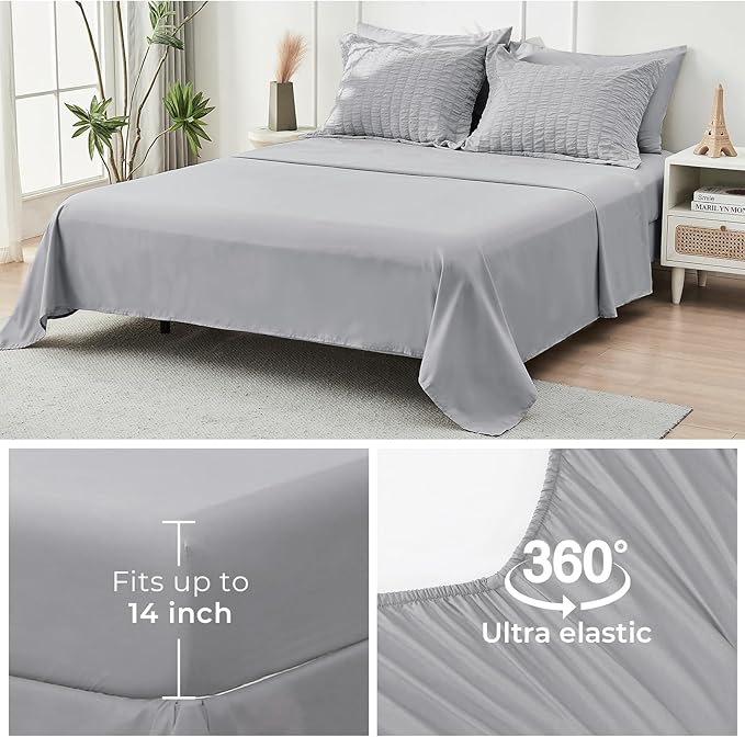 HYMOKEGE Light Grey Twin XL Comforter Set Seersucker 5 Pieces, All Season - Image 7