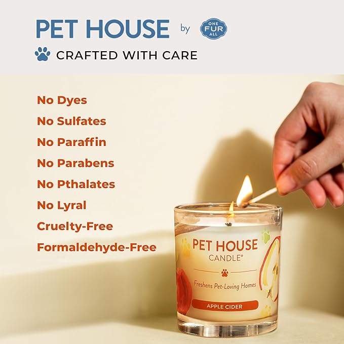 Pet House Candle Plant-Based, Clean Burning Long Lasting Scented Pet Odor Candle - Image 3