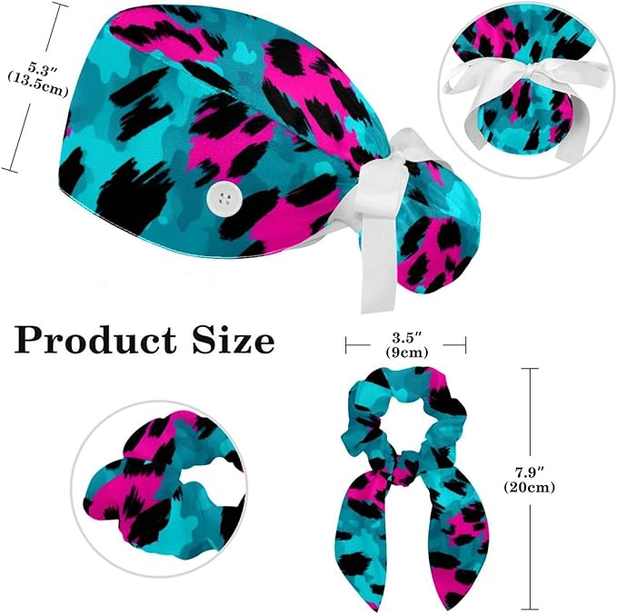 Scrub Cap with Hair Scrunchy, Ponytail Holder Surgical Cap - Image 2