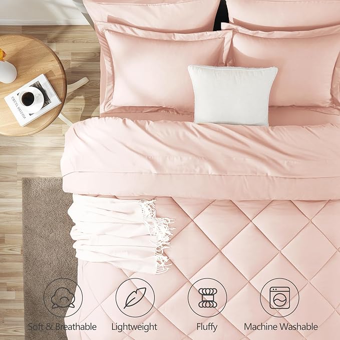 CozyLux King Size Comforter Set Blush Pink - Image 2
