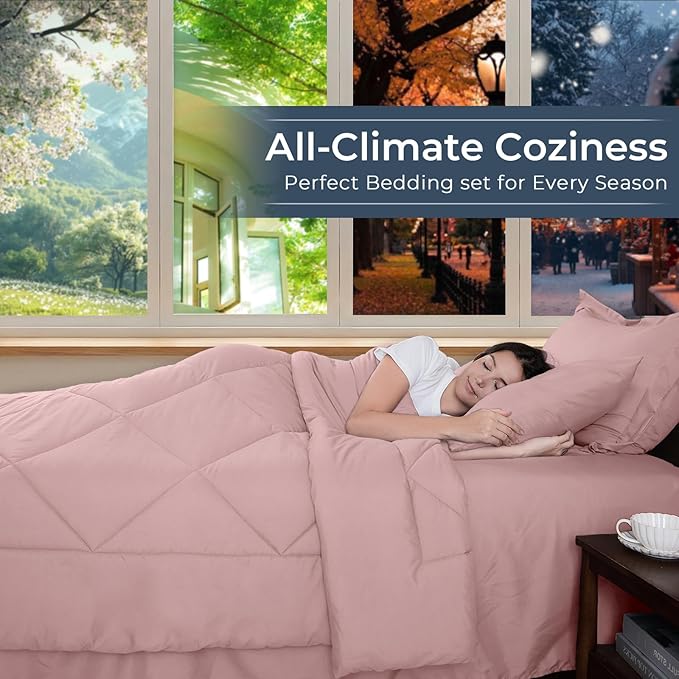 HEVUMYI Dusty Pink Queen Comforter Set - Image 3