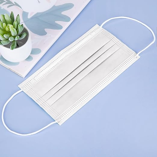 Borje White Disposable Face Masks 100 Pcs White Face Mask 3 Ply Protection Masks - Image 5