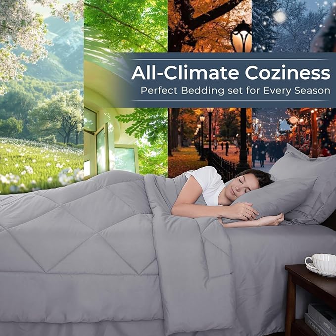 HEVUMYI Light Grey Twin Comforter Set - Image 3