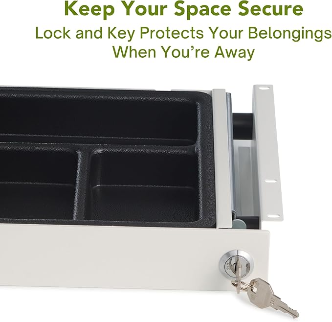 PERFECT POSTURE Max Under Desk Storage Drawer – Large Desk Drawer with Lock for Regular & Sit-Stand Standing Desks, White (16.2” x 9.3")