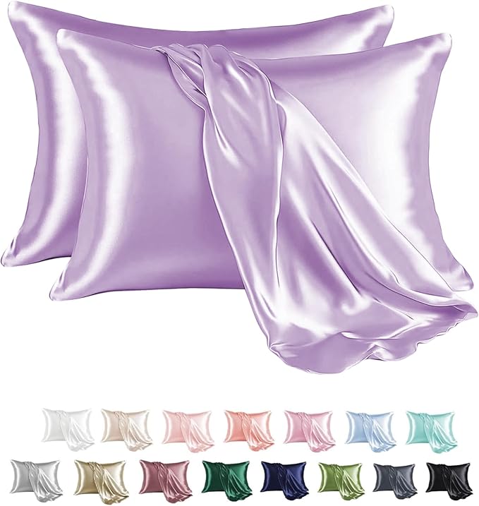 MR&HM Satin Pillowcase for Hair and Skin, Silk Satin Pillowcase 2 Pack by MRHM