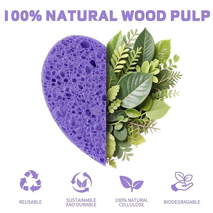 60-Count Kickleen Compressed Cellulose Heart Shape Facial Sponges | Natural - Image 7