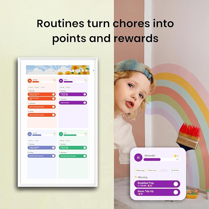 ApoloSign Digital Calendar: Electronic Calendar, Smart Touchscreen Interactive Display for Chore Chart, Family Schedules Planner, Supports All Apps via Google Play (White, 21.5-inch)