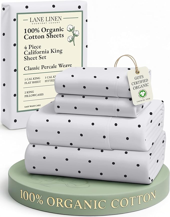LANE LINEN 100% Organic Cotton Printed California King Sheets Set, Fully by LaneLinen