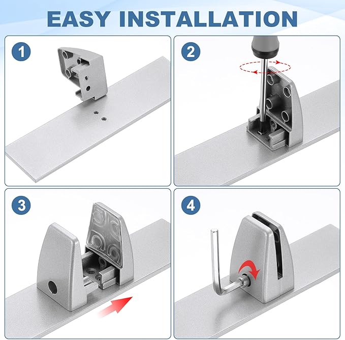 PATIKIL 1.8x1.3x2.5" Desk Divider Support Clamp, 2 Pcs Aluminum Desk Shield Clamp Desk Divider Partition Clamp Sneeze Guard Clamp Bracket for Office Home Desk Panel, Silver