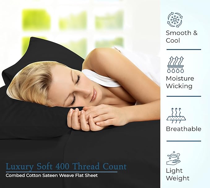 Royale Linens 400 Thread Count 100% American Grown Cotton Flat Sheet - Image 5