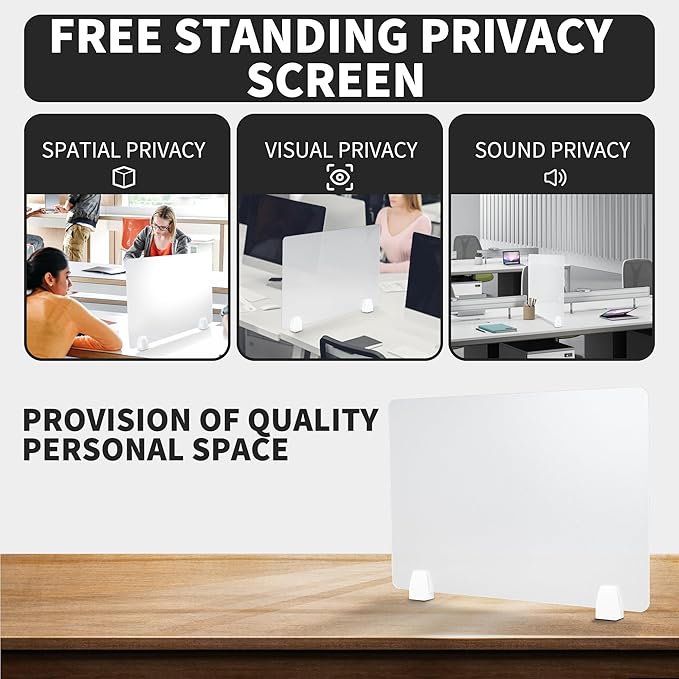 Nisorpa Desk Divider Privacy Panels Acrylic Partitions with Clips Classroom Privacy Shield for Desk Privacy Divider Partition for Schools Office Call Centers,Noise and Visual Guard,4Pcs-23.6”L X15.8”W