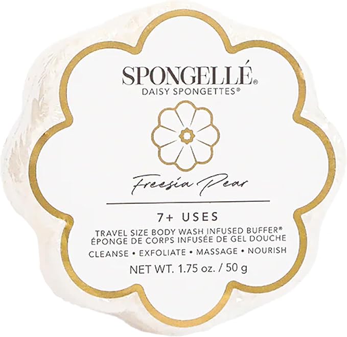 Spongellé Freesia Pear Daisy Spongette Bath Sponge | Built-in Body Wash & Body by Spongell%C3%A9
