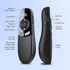 Presentation Clicker for PowerPoint with Red Laser Pointer and Timer, Wireless Clicker for Laptop Presentations Remote, Power Point Remote Clicker for Computer/Mac/PPT/Google Slide Advancer