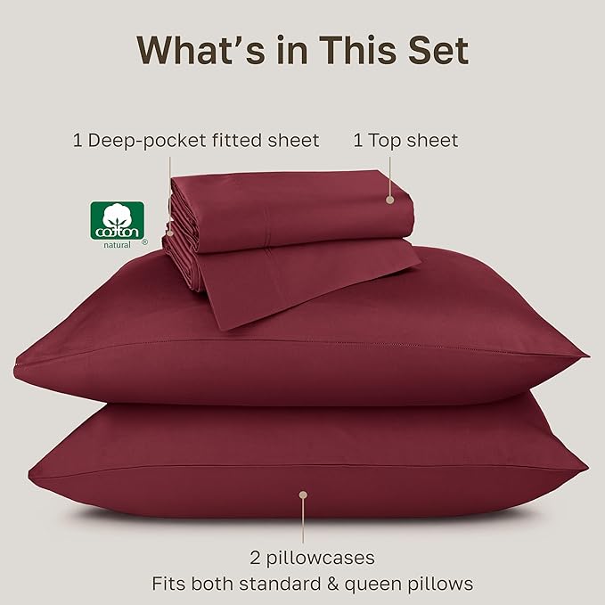 California Design Den Natural 100% Cotton Sheets Queen Size Bed Set Deep Pockets - Image 4