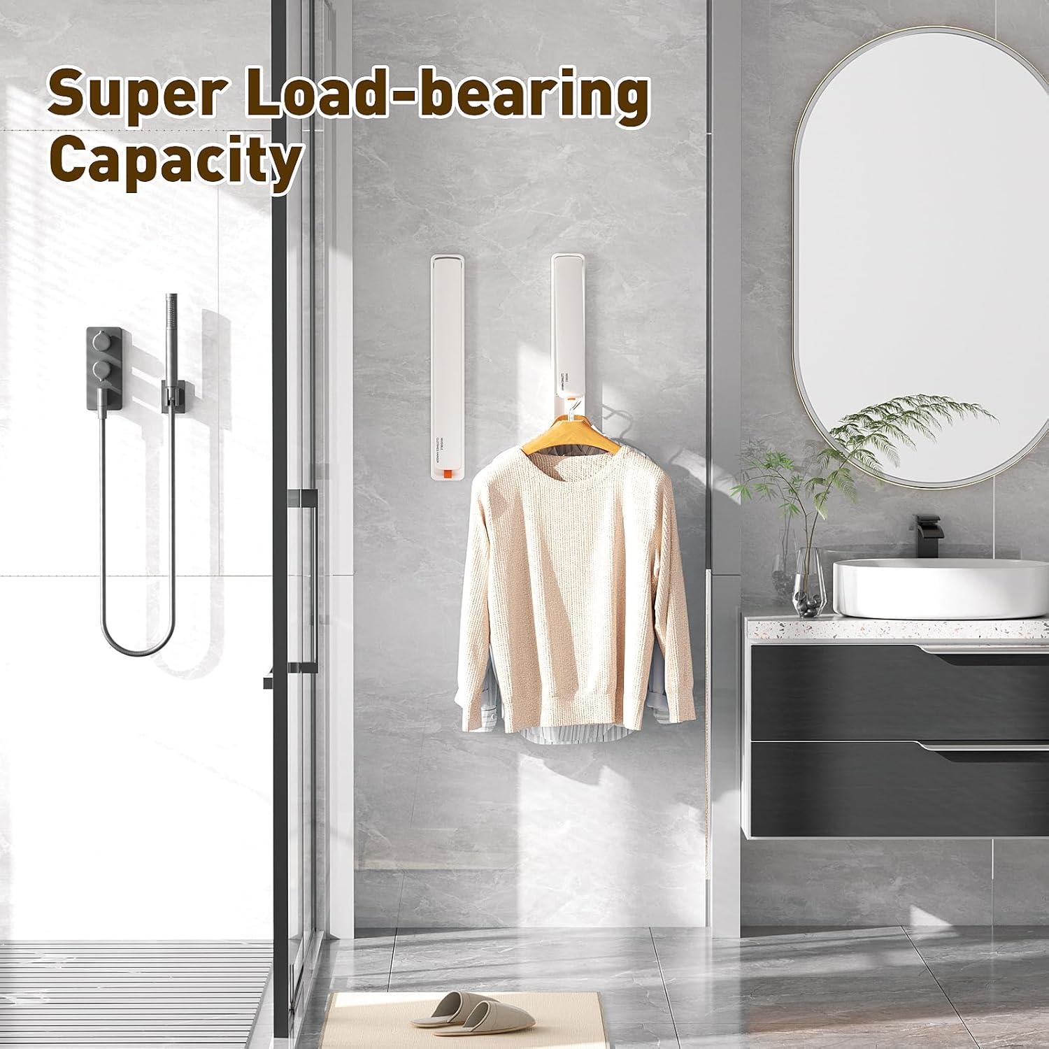 Clothes Drying Rack, Laundry Room Wall Mounted Retractable Clothes Hanger Drying Rack, Laundry Clothing Drying Rack Folding Indoor or Outdoor, Easy Installation Aluminium Dryer, 1pcs(White)