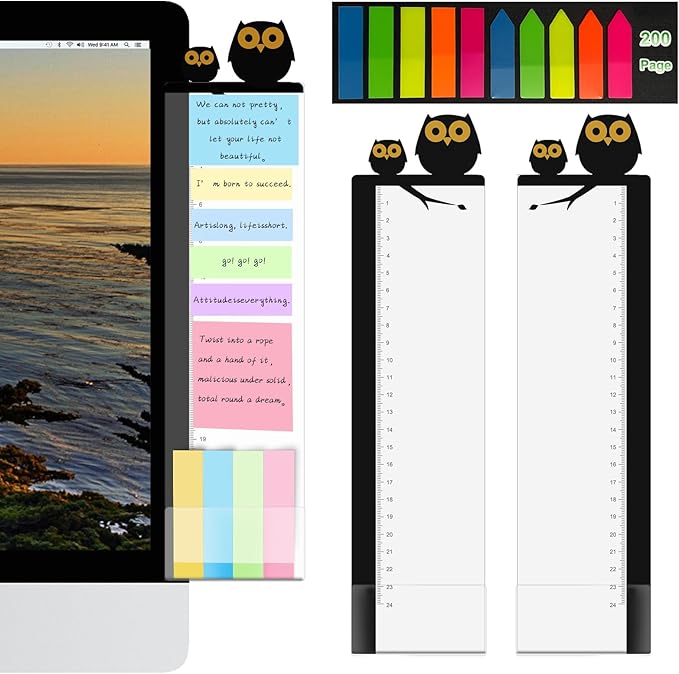 2pcs Office Desk Accessories Monitor Memo Board Computer Message Board Office Supplies for Women Men Computer Sticky Note Holder Home Desktop Message Office Decor (Owls Monitor Memo Board)