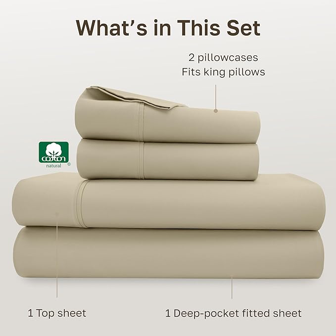 California Design Den Soft 100% Cotton Bed Sheets Cal King Size Set, 400 TC - Image 4