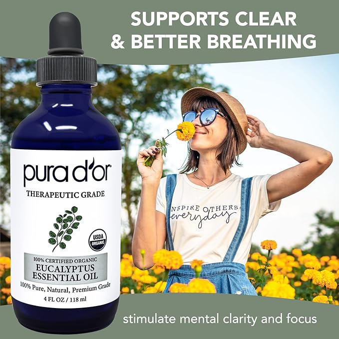 PURA D'OR Organic Eucalyptus Essential Oil 100% Pure & Natural Therapeutic Grade - Image 2