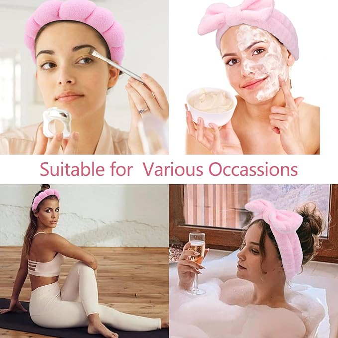 Chanaco Spa Wristband and Pink Puffy Sponge Makeup Headband Set - Image 4