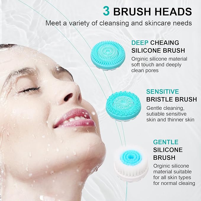 Facial Cleansing Brush, Waterproof Dual-Rotation Face Scrubber Exfoliator - Image 4