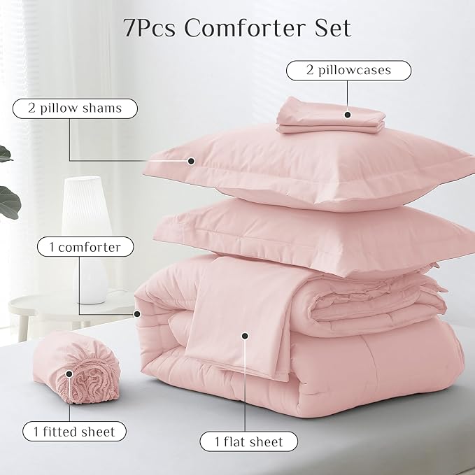 JOLLYVOGUE Full Comforter Set, Ultra-Soft Bed in a Bag Full Size 7 Pieces - Image 5