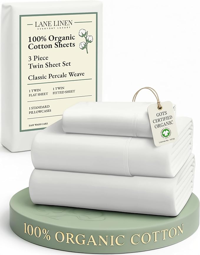 LANE LINEN Twin Bed Sheets, 100% Organic Cotton Sheets Twin Size, Hotel Quality by LaneLinen
