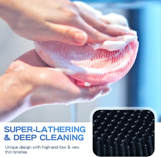 Manmihealth Silicone Back Scrubber & Shower Face Brush Set, Gentle-Cleaning & - Image 5