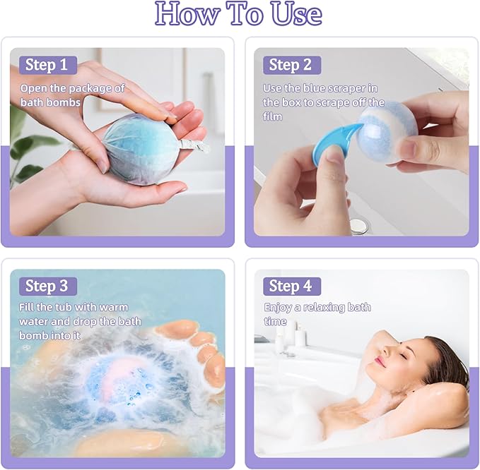 TranquilBliss Bath Bombs for Women, Natural Bubble Bathbombs, Dry Skin - Image 5