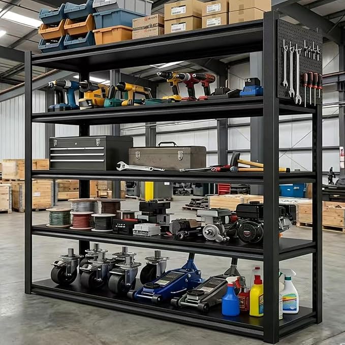 Storage Shelves with Pegboard,59"W 24"D Heavy Duty Garage Shelving Units and Storage,Metal Shelving Adjustable Shelves,Garage Storage Rack,Industrial Utility Shelf Organization For Kitchen,Pantry