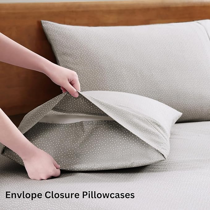 LANE LINEN 100% Organic Cotton Grey Full-Sheets Set 4-Piece Long Staple Percale - Image 5