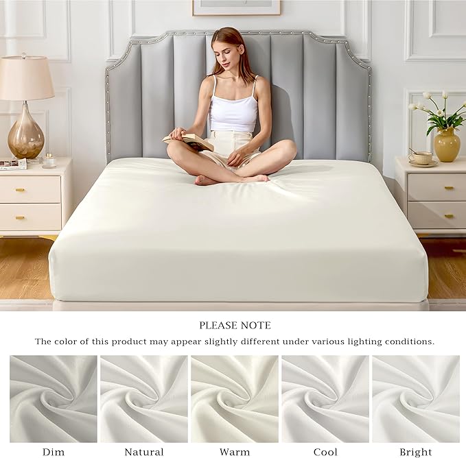 FreshCulture Pure Cotton Fitted Sheets California King Size, 300 Thread Count - Image 7
