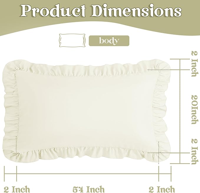 KKJIAF Ruffle Body Pillow Cases Set of 1, Ruffled Pillow Covers - Image 3