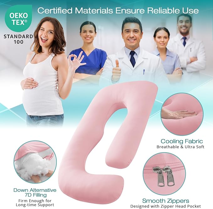 Sasttie Pregnancy Pillows for Sleeping, Jumbo U Shaped Cooling Full Body Pillow - Image 3