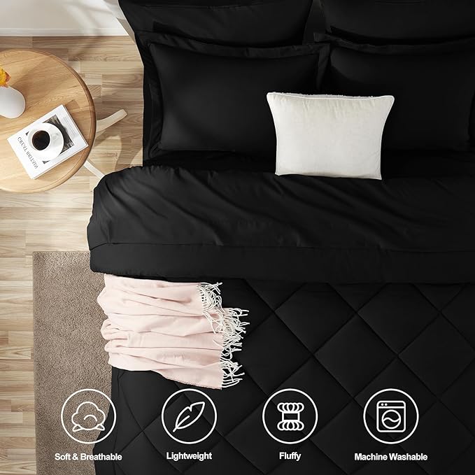 CozyLux Full Size Comforter Sets Black - Image 2