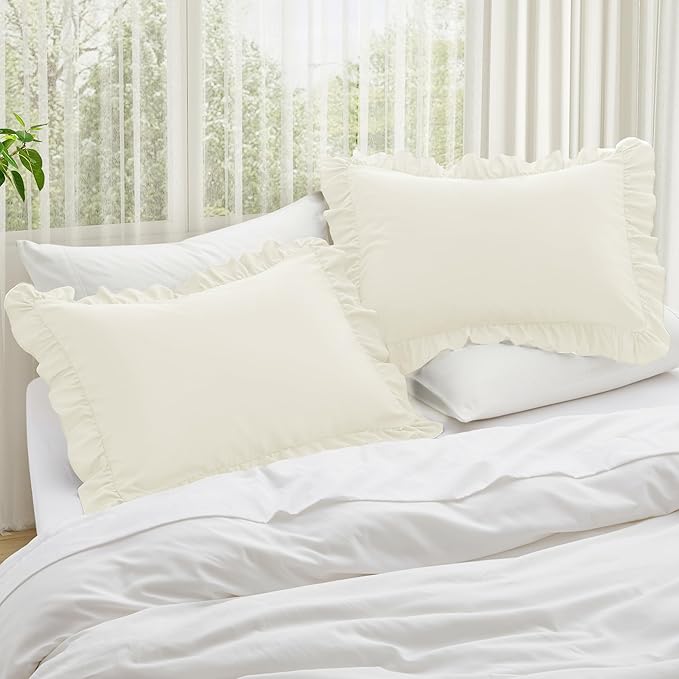 KKJIAF Ruffle Pillow Cases King Size Set of 2, Ruffled Pillow Covers - Image 2
