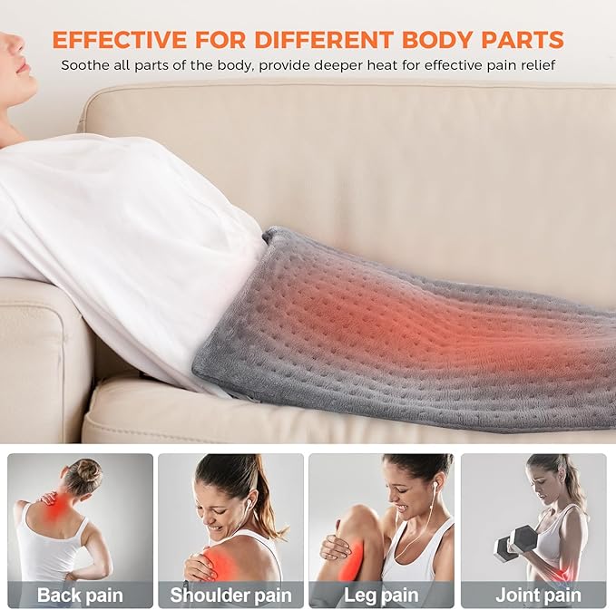 NOWWISH Heating Pad for Back Pain Relief & Period Cramps, 33x17 Inches Large - Image 6
