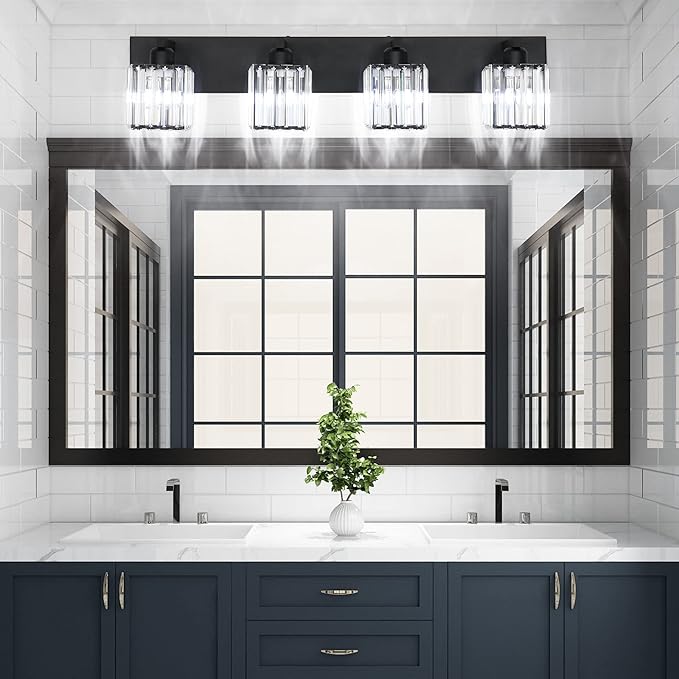 Aipsun Black Light Fixtures Bathroom Vanity Light Crystal Modern Vanity Light - Image 5