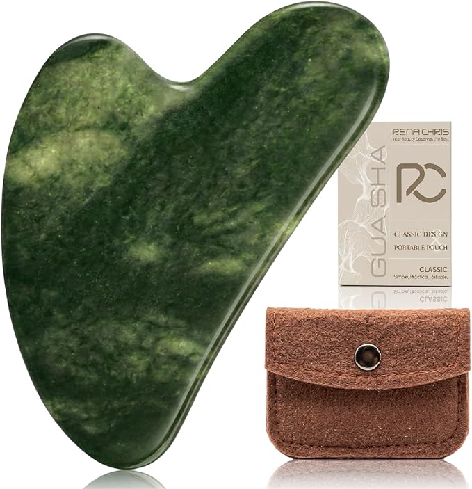Rena Chris Gua Sha Facial Tools, Natural Jade Stone Guasha Tool by RenaChris