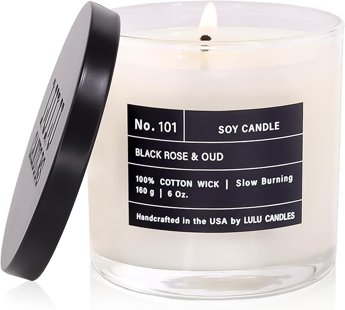 Lulu Candles | Black Rose & Oud | Luxury Scented Soy Jar Candle | Hand Poured by LULUCANDLES