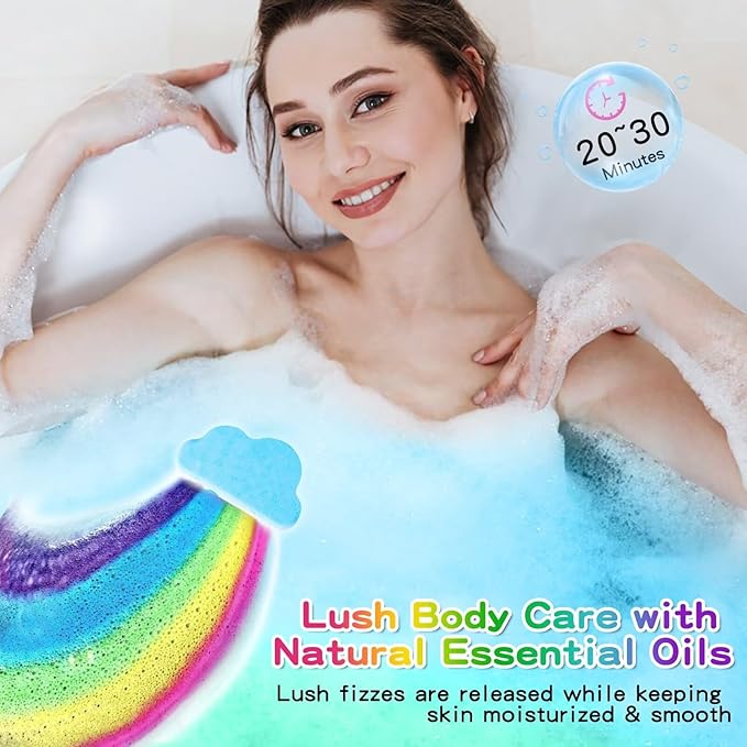 Rainbow Bath Bombs for Kids, Handmade 8 Pcs Kid Bath Bombs Gift Set, Easter - Image 5