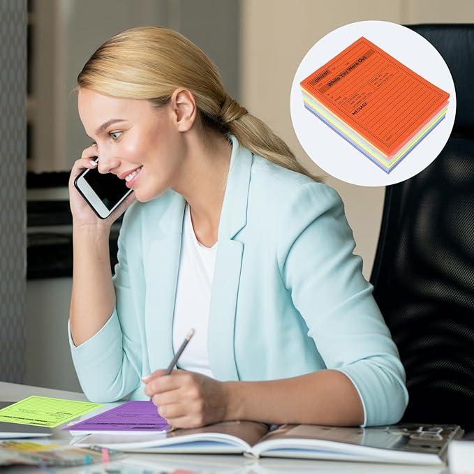 9Pack Phone Message Pads for Office, 4 x 5 Inch Self-Stick Note Pads, While You were Out Message Pad Neon Sticky Notes, Urgent Sticky Note for Work Call, Office Supplies, 50 Sheets/Pack (Style-C)