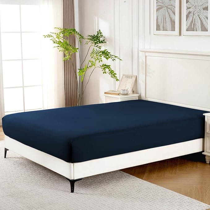 ROSE&RISY Dark Grey Queen Fitted Sheet, Soft and Breathable - Image 2