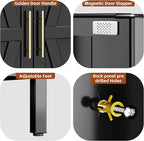 SUPEER Metal Wardrobe Cabinet with Hanging Rod,Metal Wardrobe Closet with Doors and Adjustable Shelves, Armoire Closet Locker for Home,Office,H70.9 X W31.5 X D17.7,Installation Required,Black