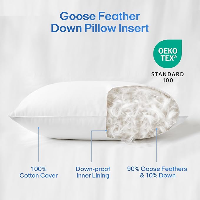puredown® Cooling Goose Feather Down Pillow, Queen Size Bed Pillow Insert - Image 3