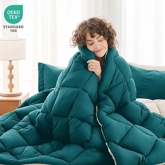 MUXHOMO 7 Pieces Full Comforter Set, Reversible Bed in a Bag Full Size - Image 2