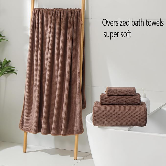 YTYC 29x59 Inch Extra Large Bath Towels Set of 6 Quick Dry Super Soft - Image 3