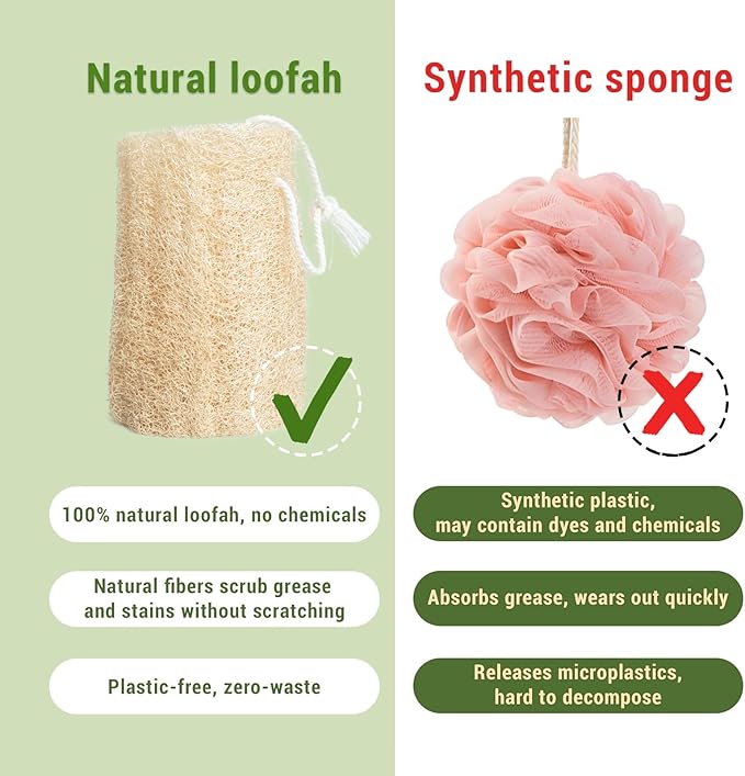 Natural Loofah 6-Pack, 4 Inch 100% Plant Fiber Exfoliating Sponge, Spa & Shower - Image 4