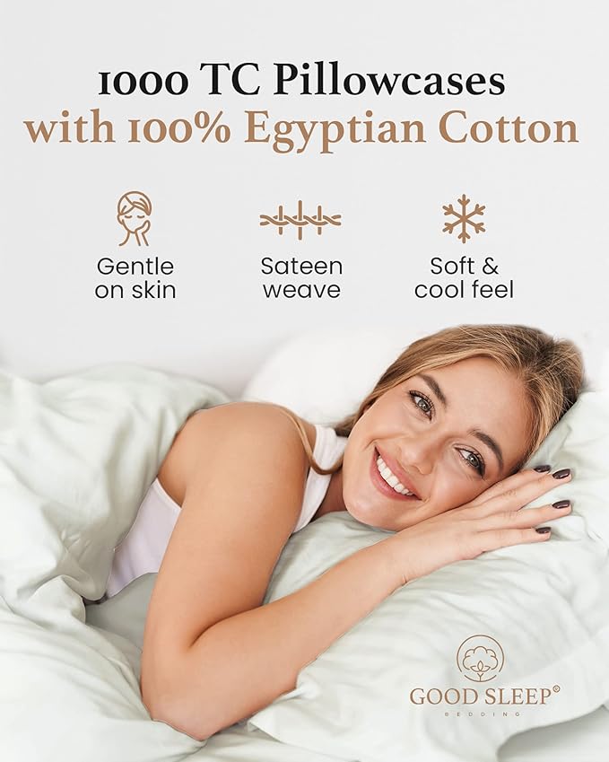 1000 TC Sage Standard Pillowcases Set of 2 100% Egyptian Cotton Pillow Cases - Image 4